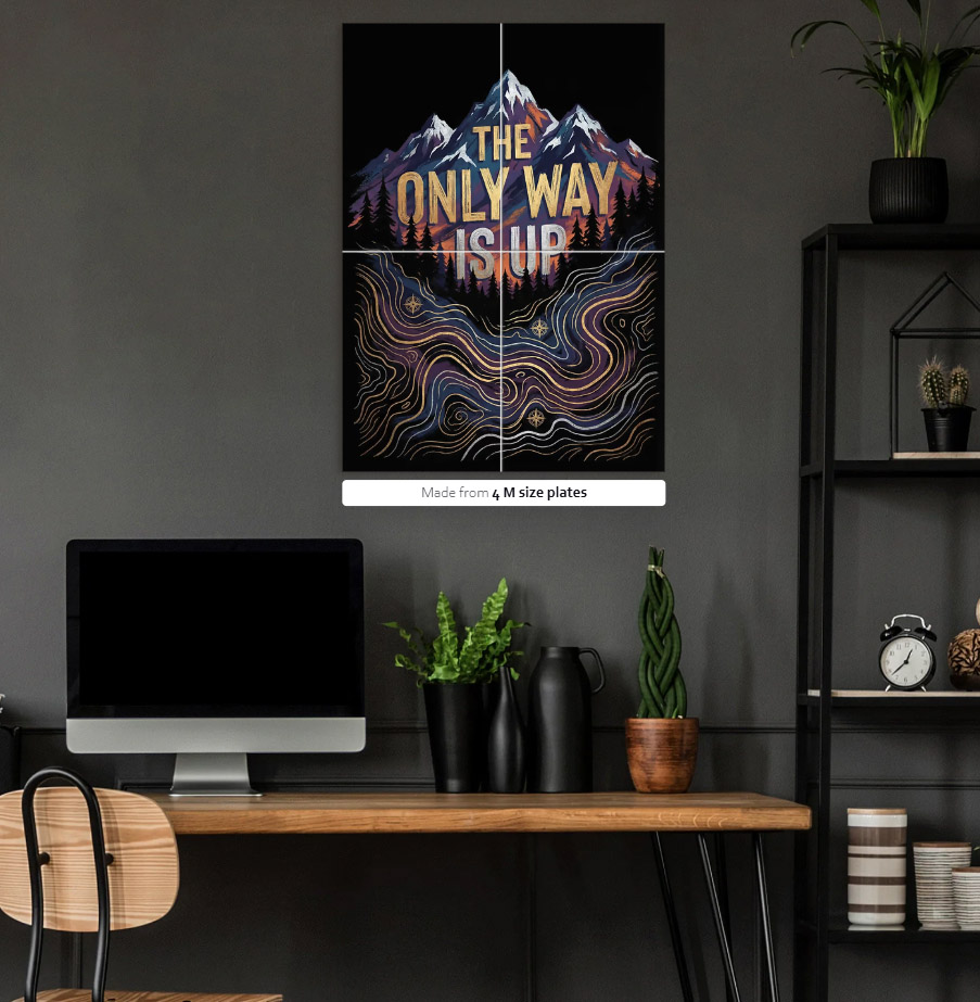 The Only Way Is Up — Mountain Art — metal poster wall art by Lineer